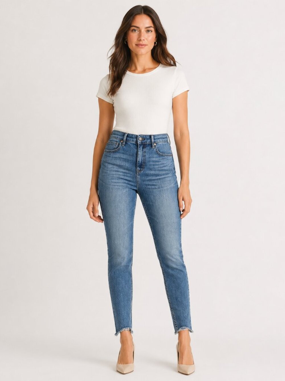 WHBM White House Black Market Extra High-Rise Skinny Jeans Size 6 Raw Hem